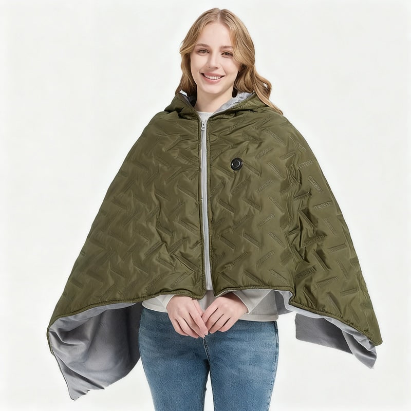 Electric Heat Blanket Poncho with Hood and USB Power 4
