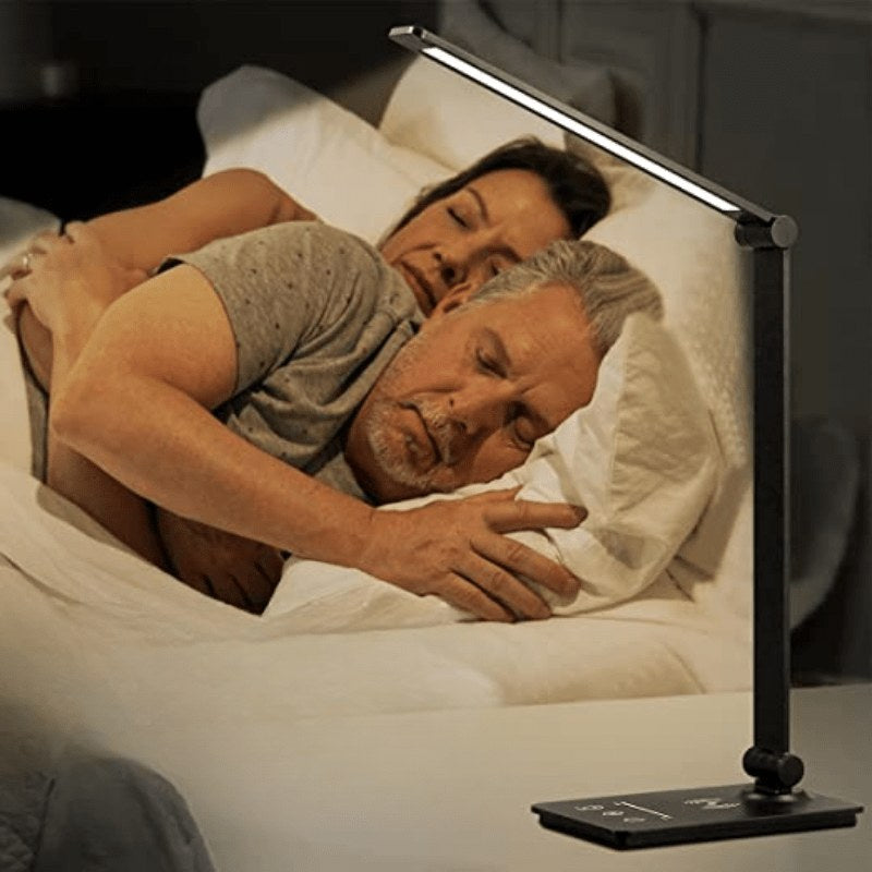 LED desk lamp used as a bedside reading light