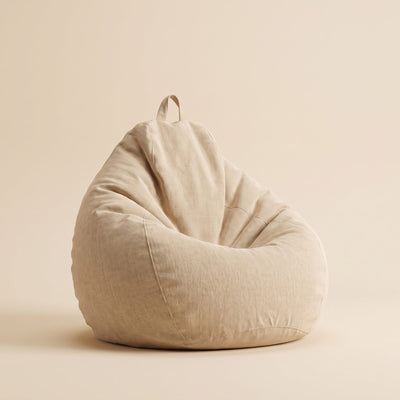 Linen Bean Bag Chair Cover, Large Teardrop Lounge Bean Bag for Adults and Teens, Filling Not Included