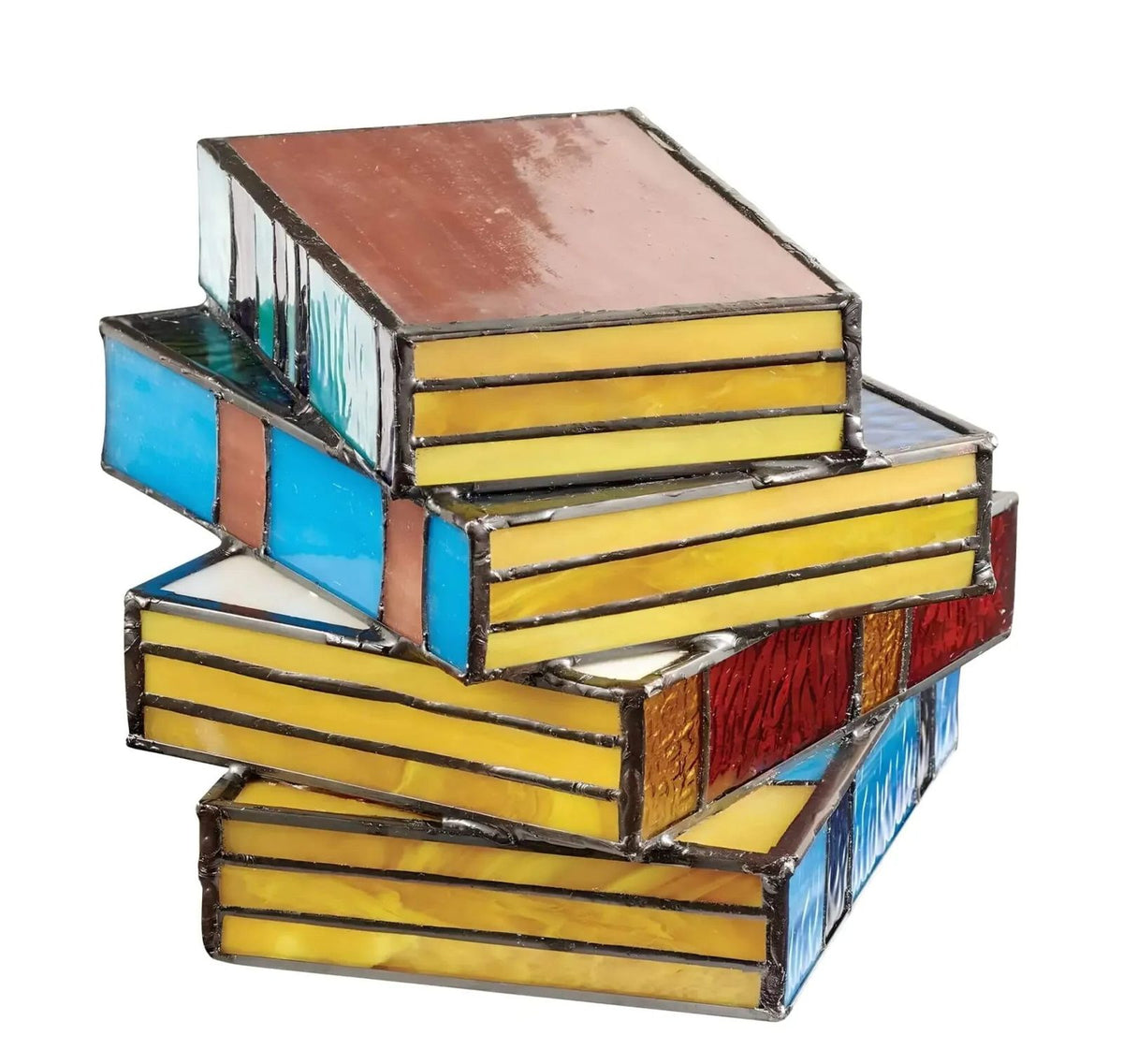 Stained Glass Book Lamp, Handcrafted Stacked Books Lamp 5
