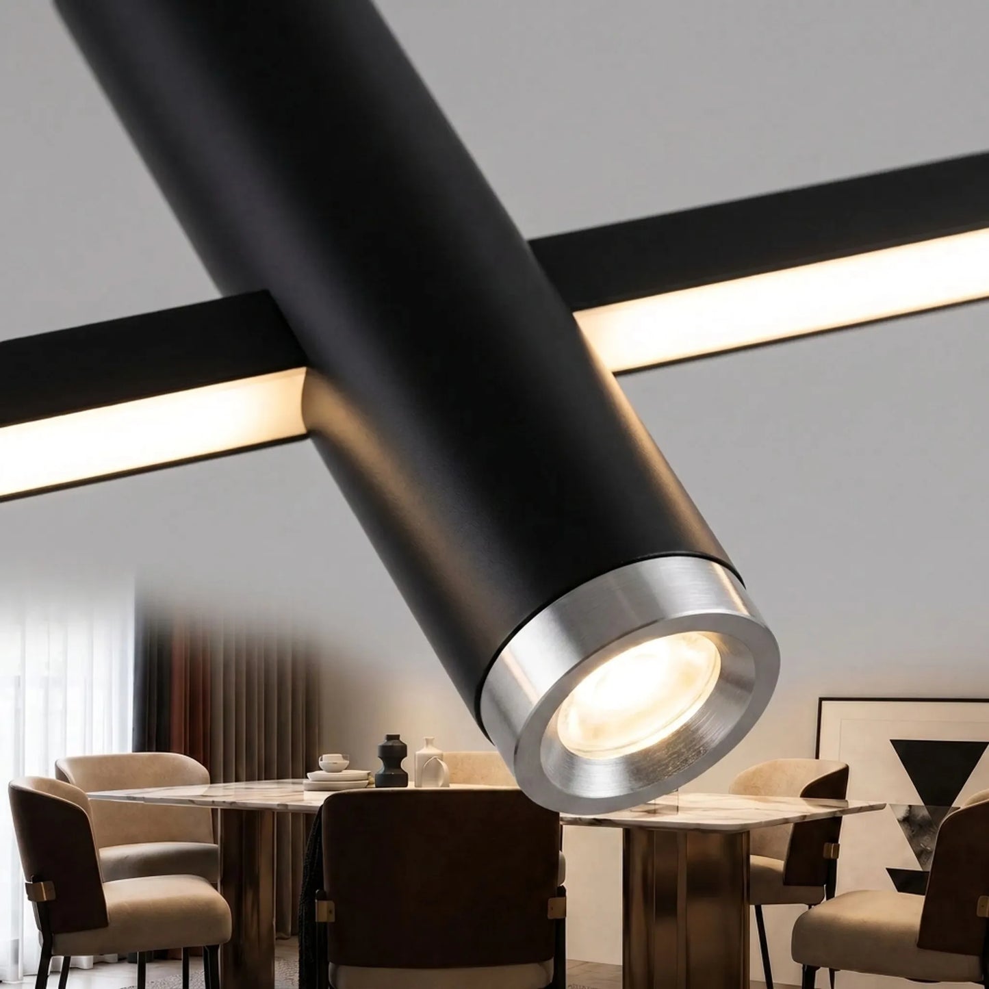 Close-up of the slim black housing and light diffuser