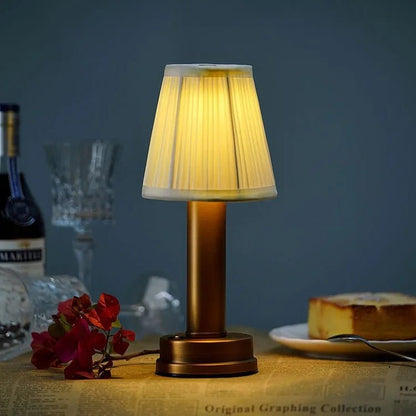 Cordless rechargeable touch table lamp in matte gold