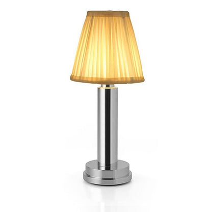 Cordless rechargeable touch table lamp in silver