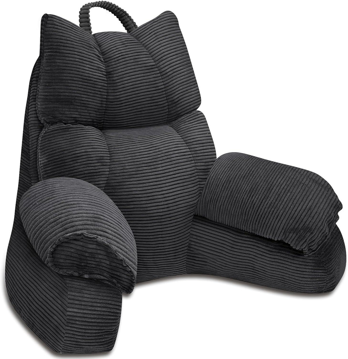 Reading Pillow with Arms, Ribbed Bed Rest Back Pillow 3