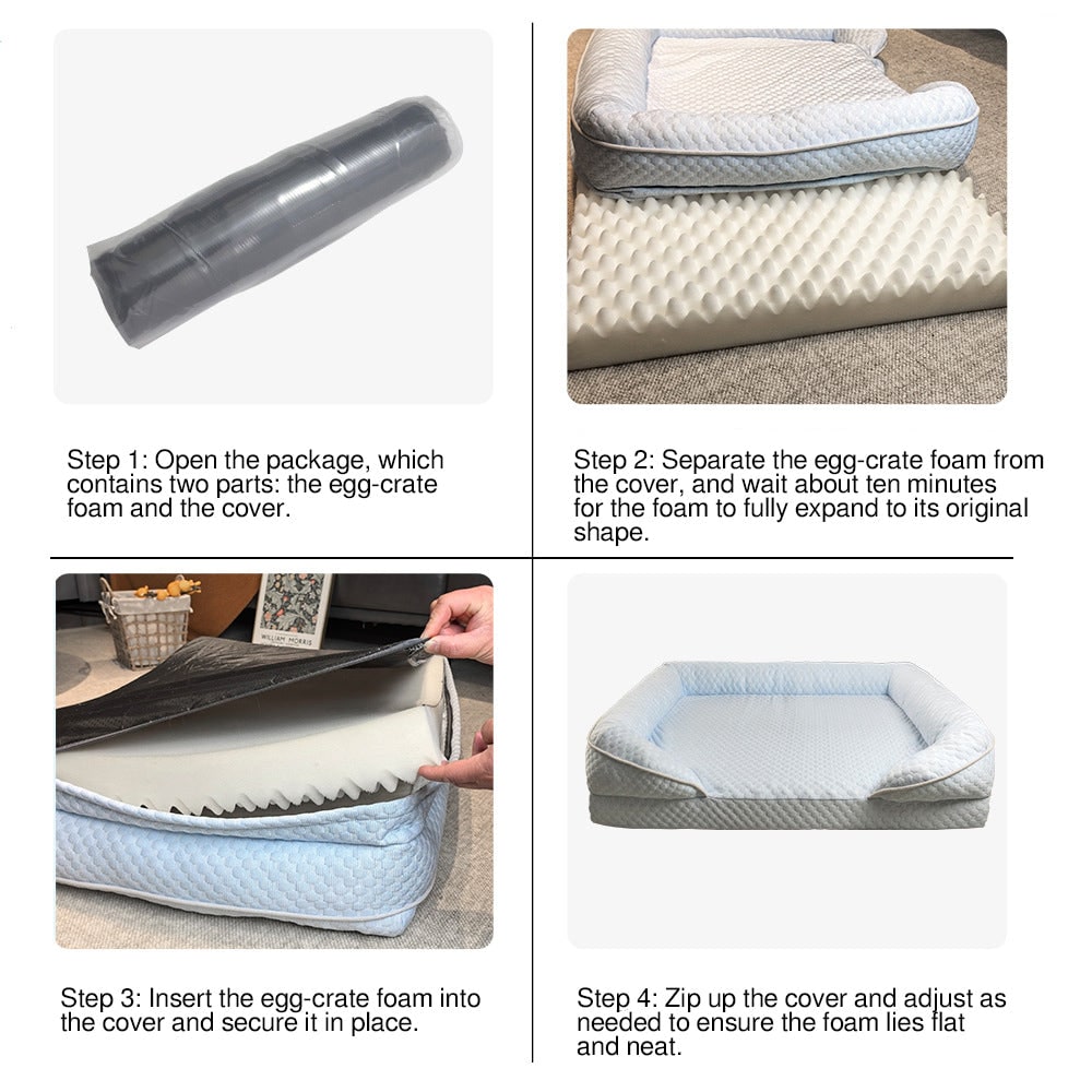 Four steps to set up the pet bed