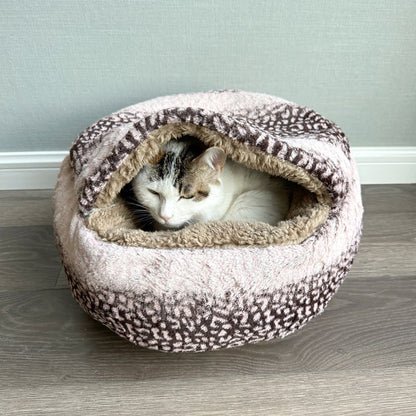 Leopard print sherpa pet bed
