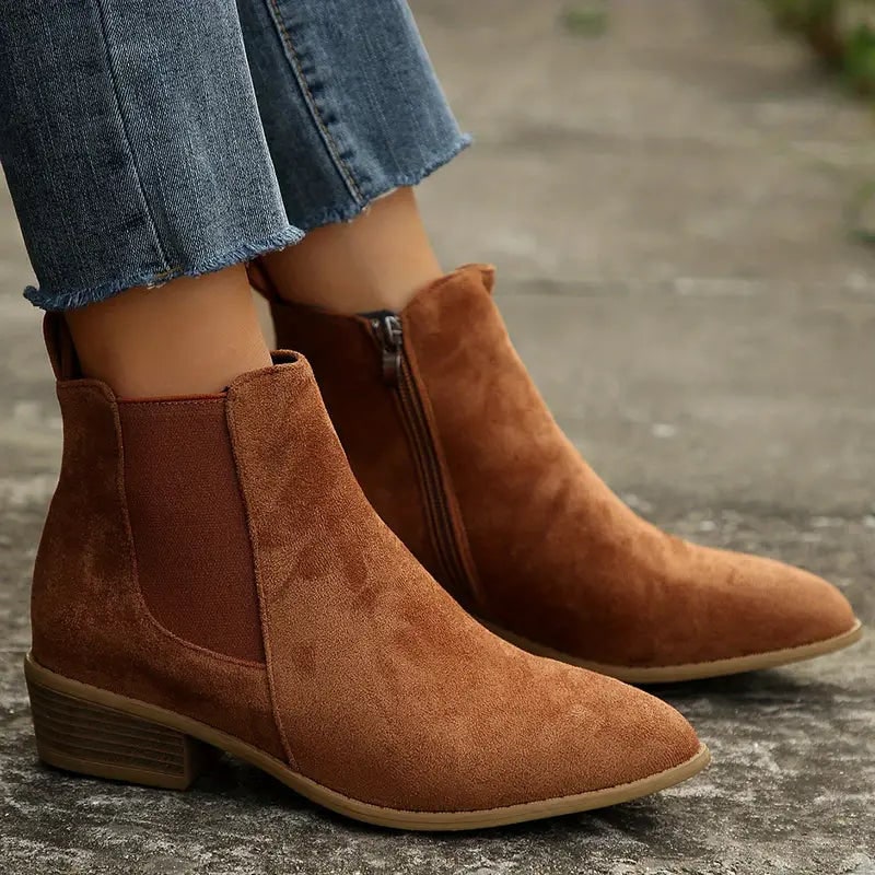 Brown Chelsea boots, side view