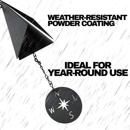 Powder-coated wind bell in rain, ideal for year-round use