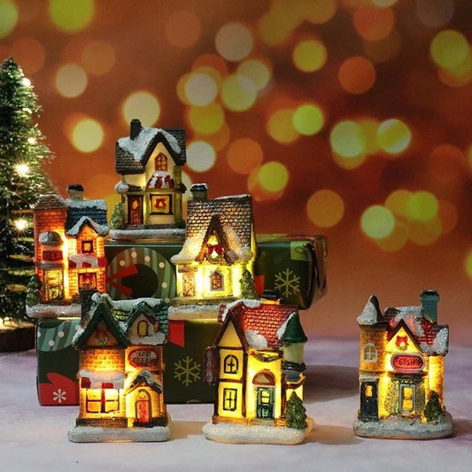 Christmas Houses with LED Light for a Miniature Village 2