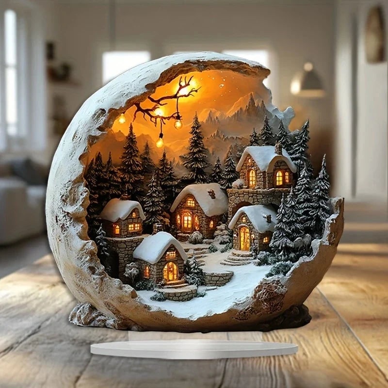 Christmas Village Decoration, Acrylic Tabletop Figurine 3