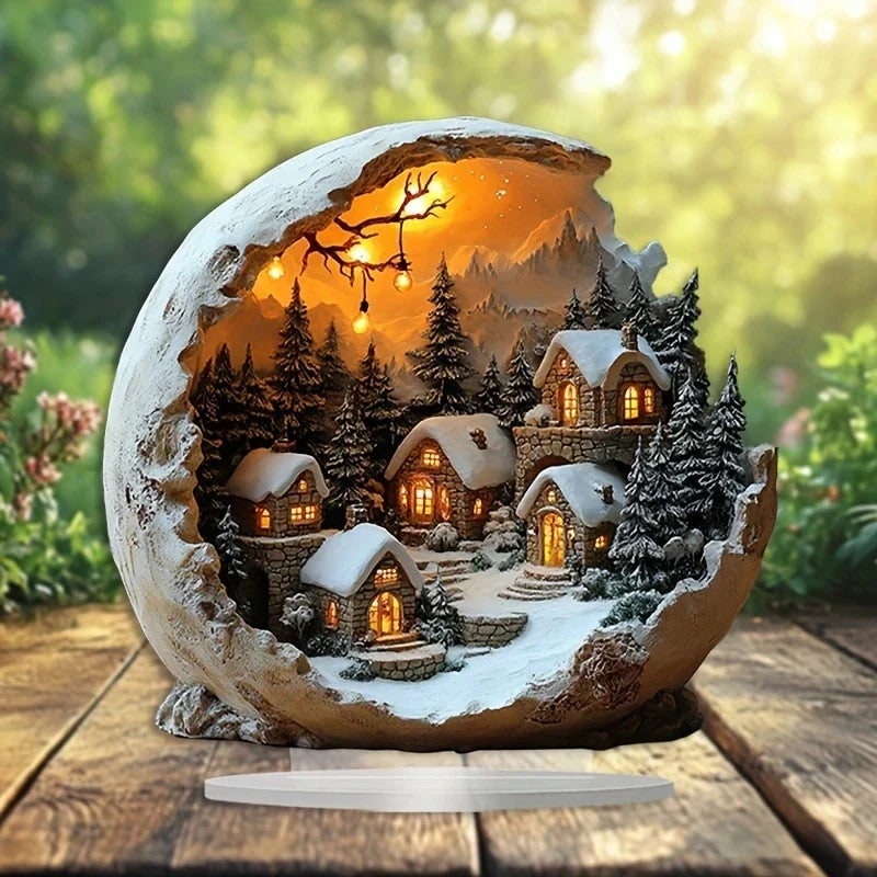 Christmas Village Decoration, Acrylic Tabletop Figurine 4