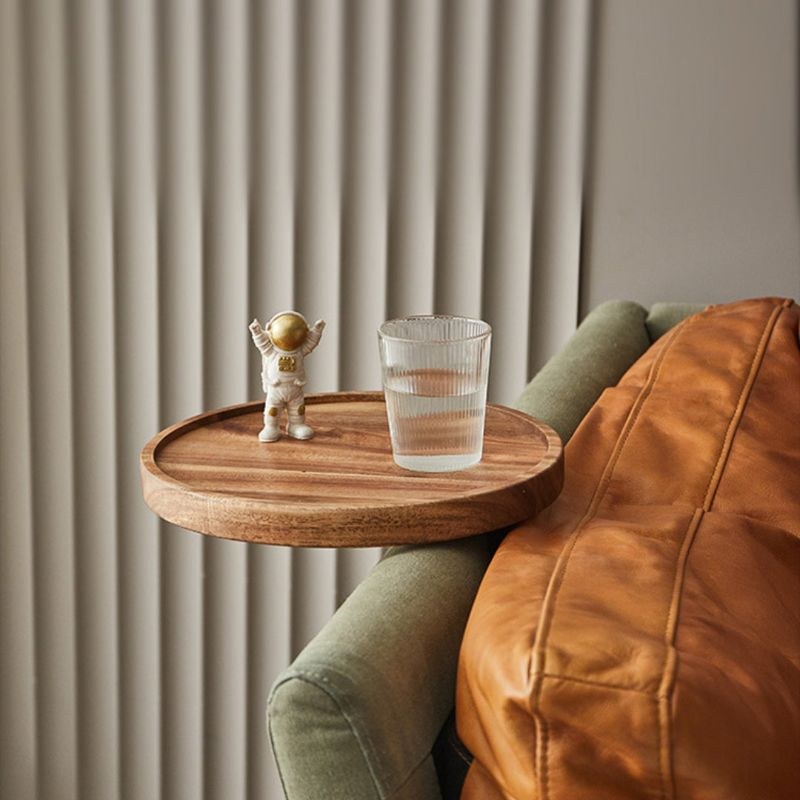 Sofa Table Clip On Armrest Tray in Solid Wood, Walnut 2