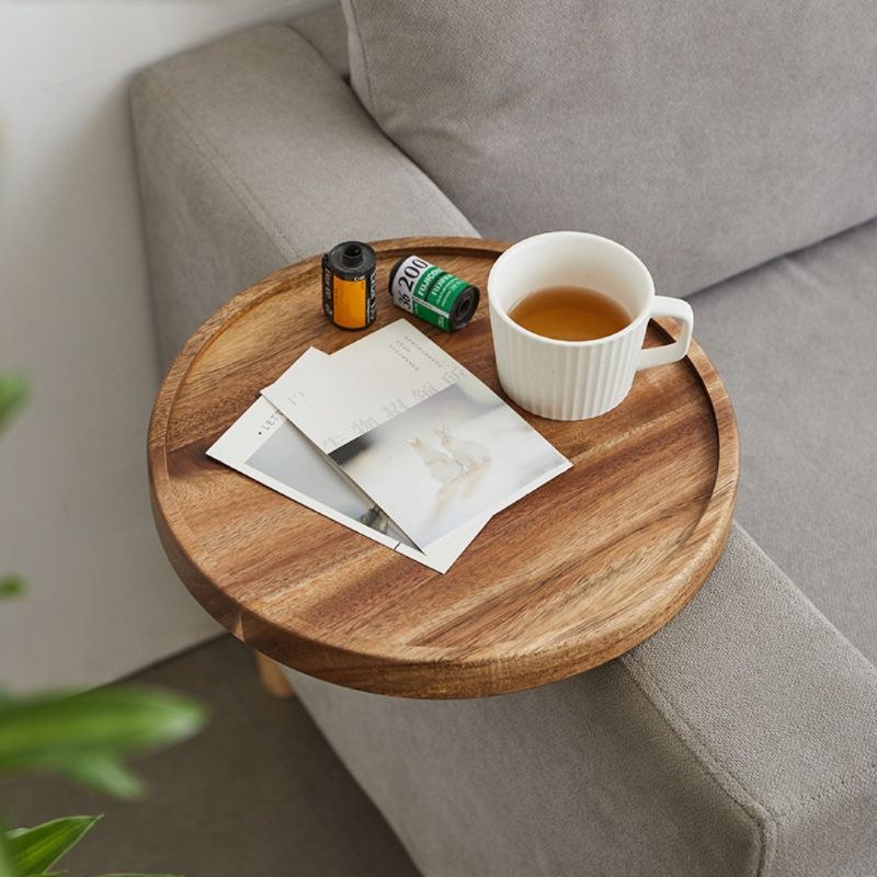 Sofa Table Clip On Armrest Tray in Solid Wood, Walnut 5