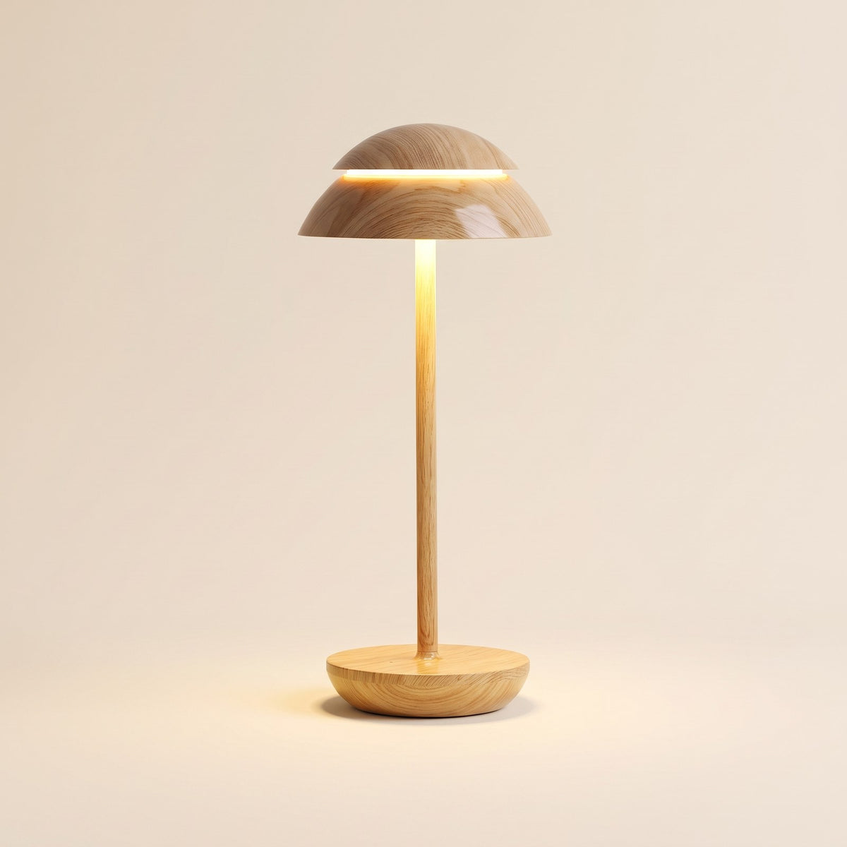 Cordless dome LED table lamp in wood