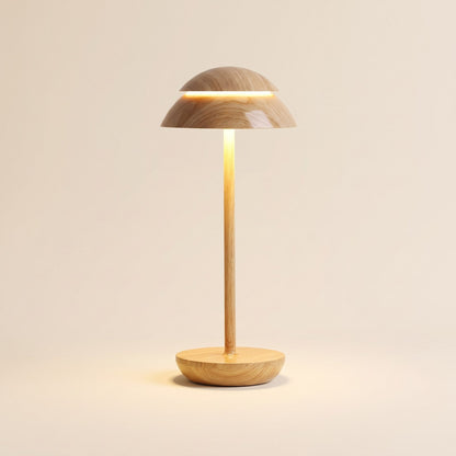 Cordless dome LED table lamp in wood