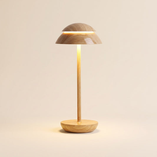 Cordless dome LED table lamp in wood