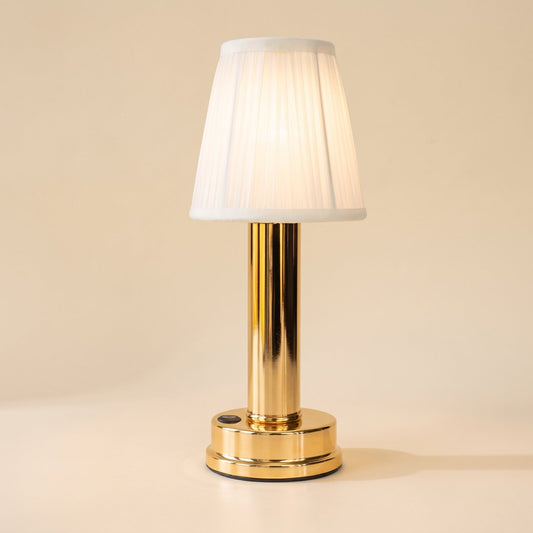Cordless rechargeable touch table lamp in gold