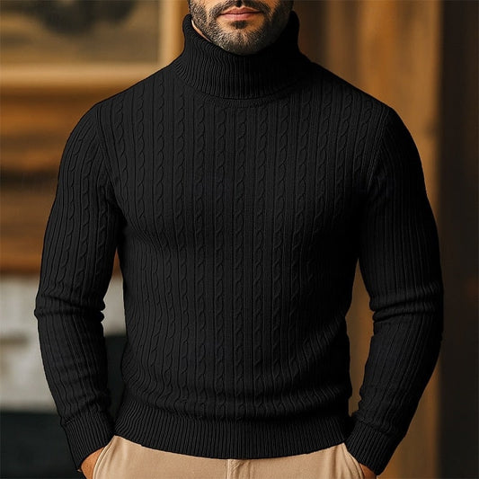 Cozy Sweater, Cable Knit Turtleneck Sweater for Men 1