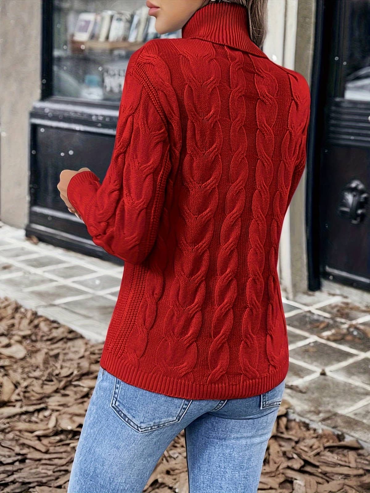 Cozy Sweater, Cable-Knit Turtleneck Sweater for Women 9