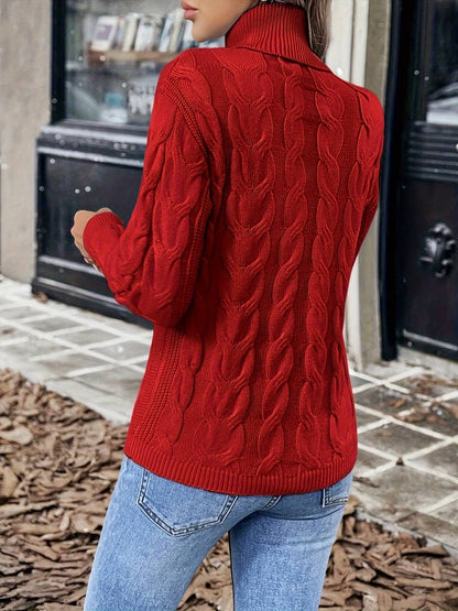 Cozy Sweater, Cable-Knit Turtleneck Sweater for Women 9