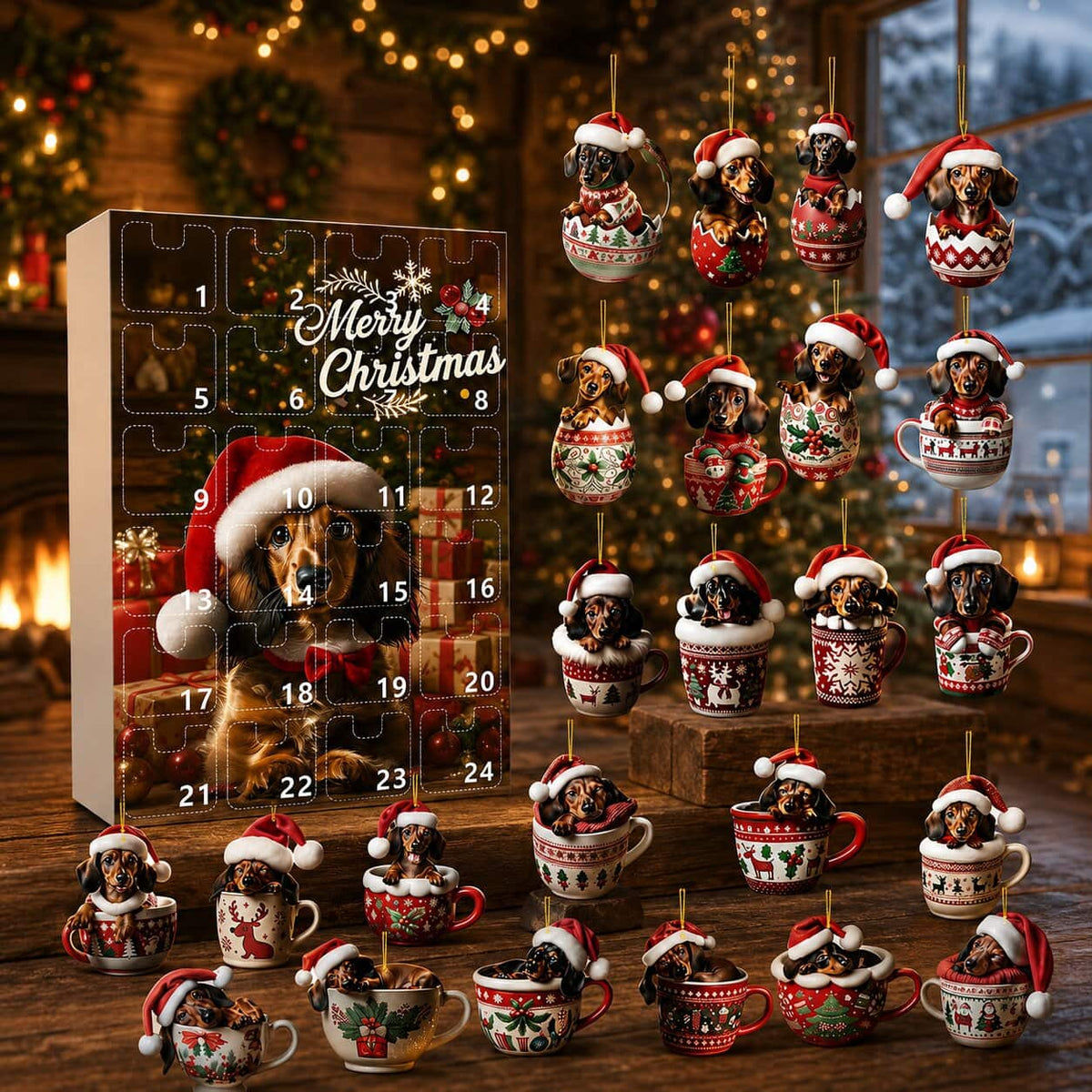 Dachshund Advent Calendar 2026 with 24 Christmas Ornaments 5