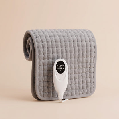Electric Heat Blanket Pad in Grey Flannel with Controller 1