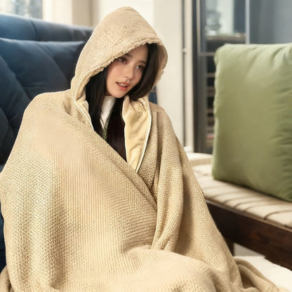 Electric Heat Blanket Poncho with Hood and USB Power 2