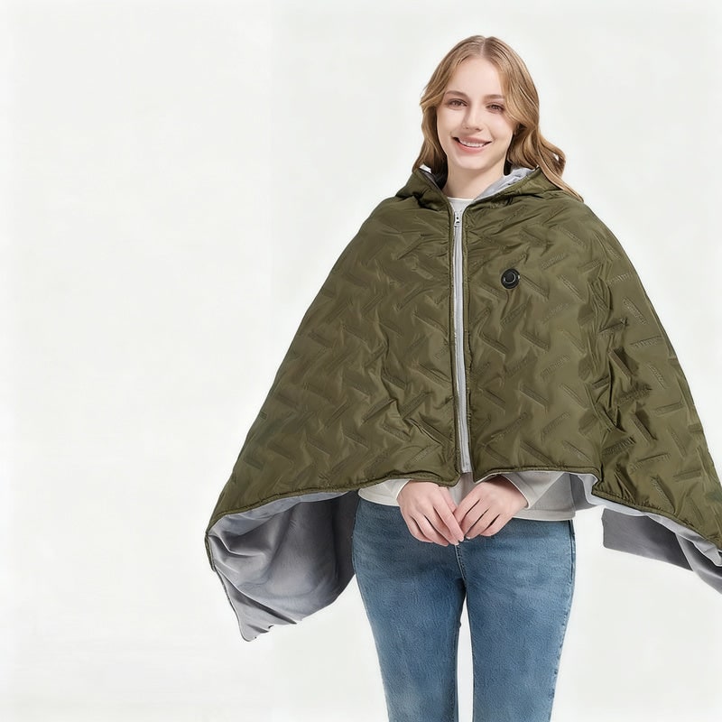Electric Heat Blanket Poncho with Hood and USB Power 3