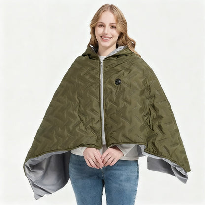 Electric Heat Blanket Poncho with Hood and USB Power 4