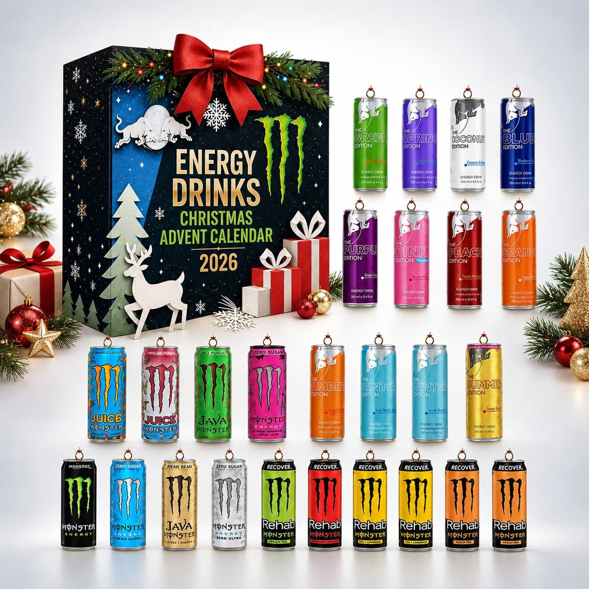 Energy Drink Advent Calendar 2026 with 24 Can Designs 2