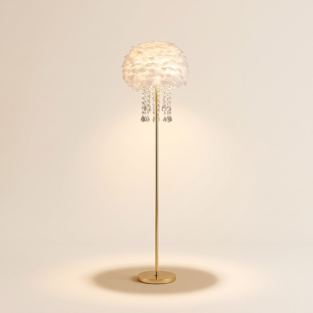 Floor Lamp, Nordic Feather Standing Lamp with Crystal Shade 1