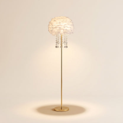 Floor Lamp, Nordic Feather Standing Lamp with Crystal Shade 1