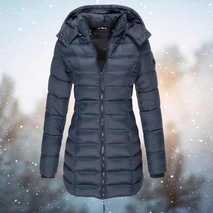 Navy fitted hooded puffer jacket