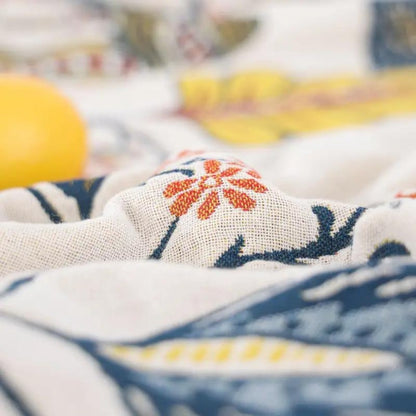 Floral Jacquard Throw Blanket, Reversible Cotton Bedspread 6