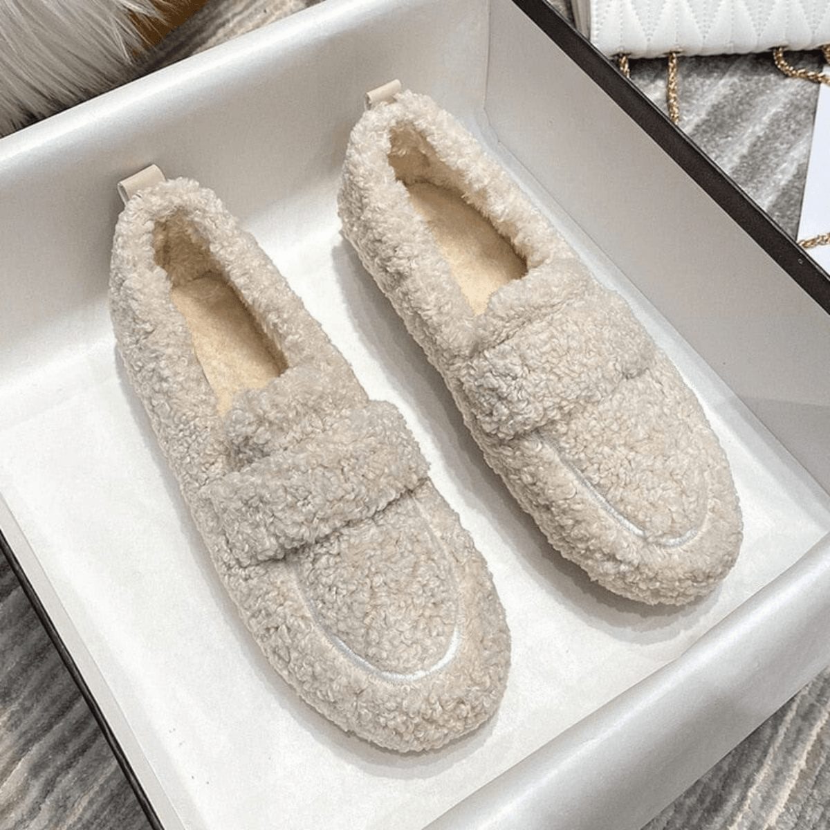 Fluffy Plush Loafer Slippers with Non-Slip Rubber Sole 5