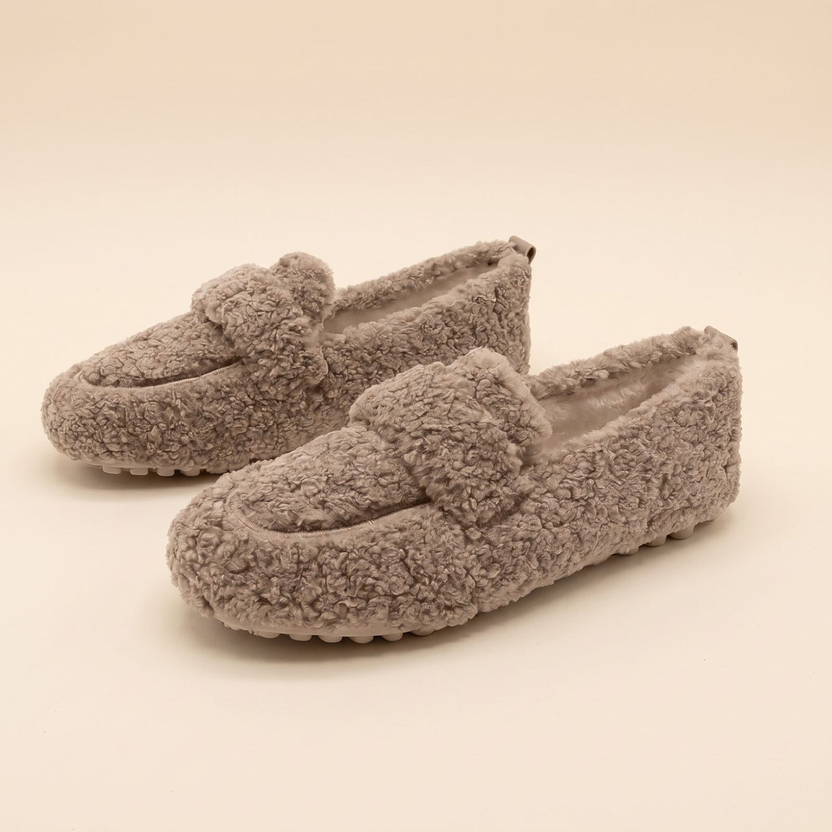 Fluffy Plush Loafer Slippers with Non-Slip Rubber Sole 1