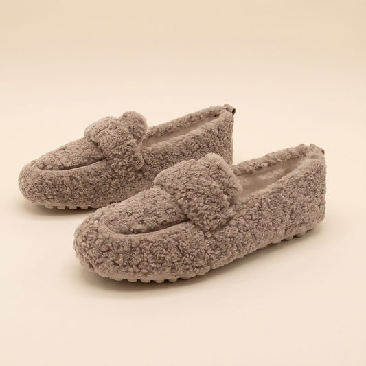 Fluffy Plush Loafer Slippers with Non-Slip Rubber Sole 1