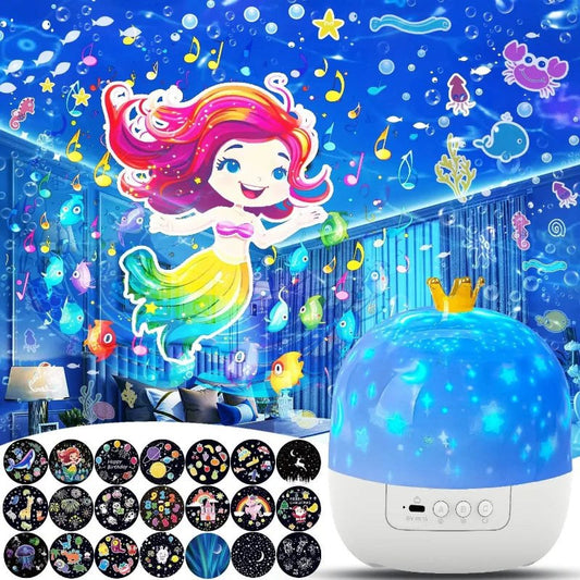 Galaxy Projector Night Light with 360 Degree Rotation and Interchangeable Films