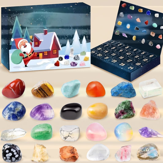 Crystal and Gemstone Advent Calendar 2026 with 24 Natural Stones, Christmas Countdown for Collectors