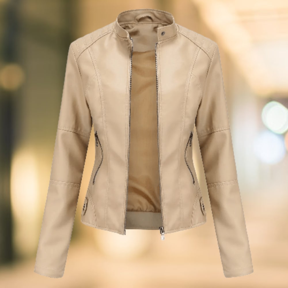 High Collar Jacket, Leather Jacket for Women with Zip 5