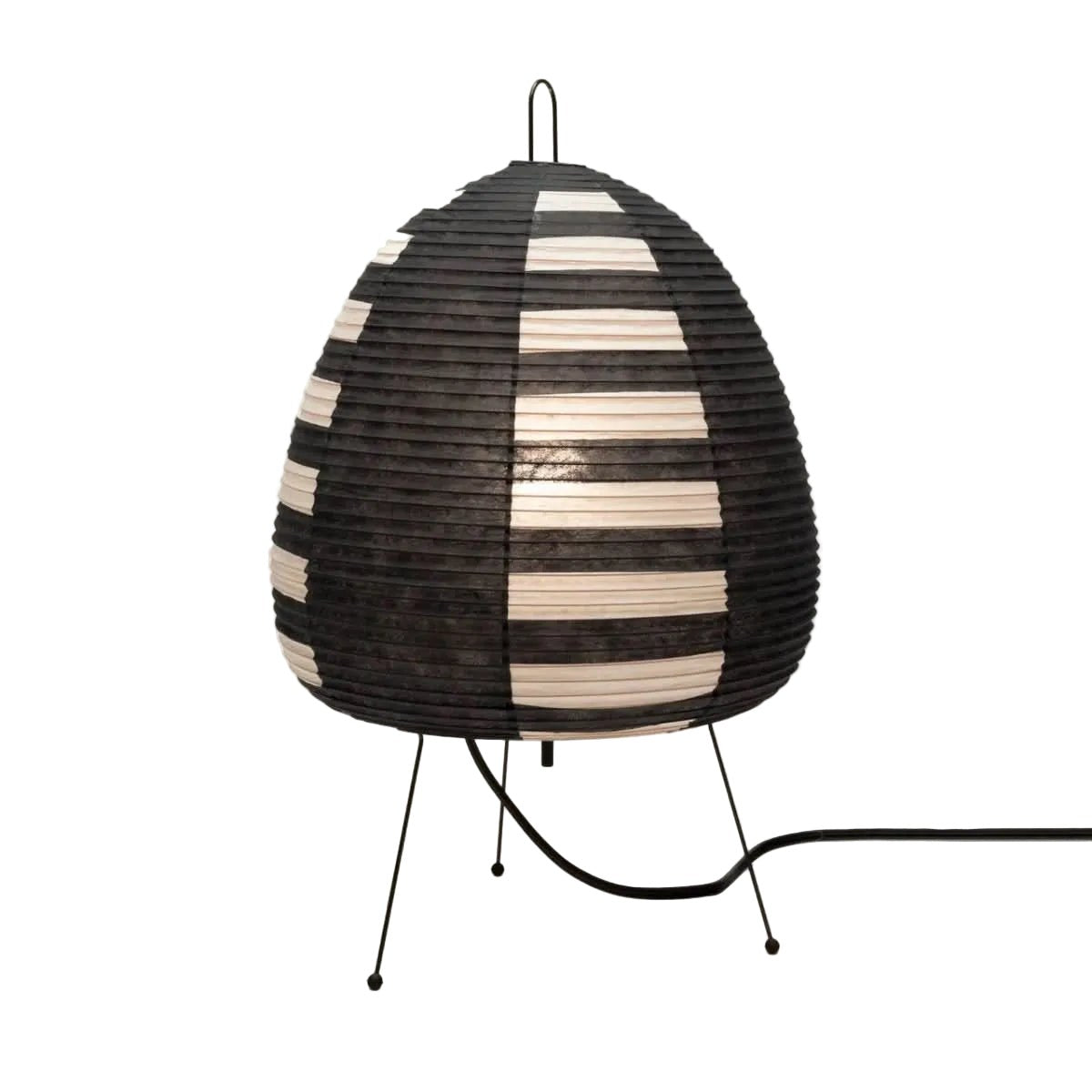 Japanese Rice Paper Table Lamp in Black Stripe