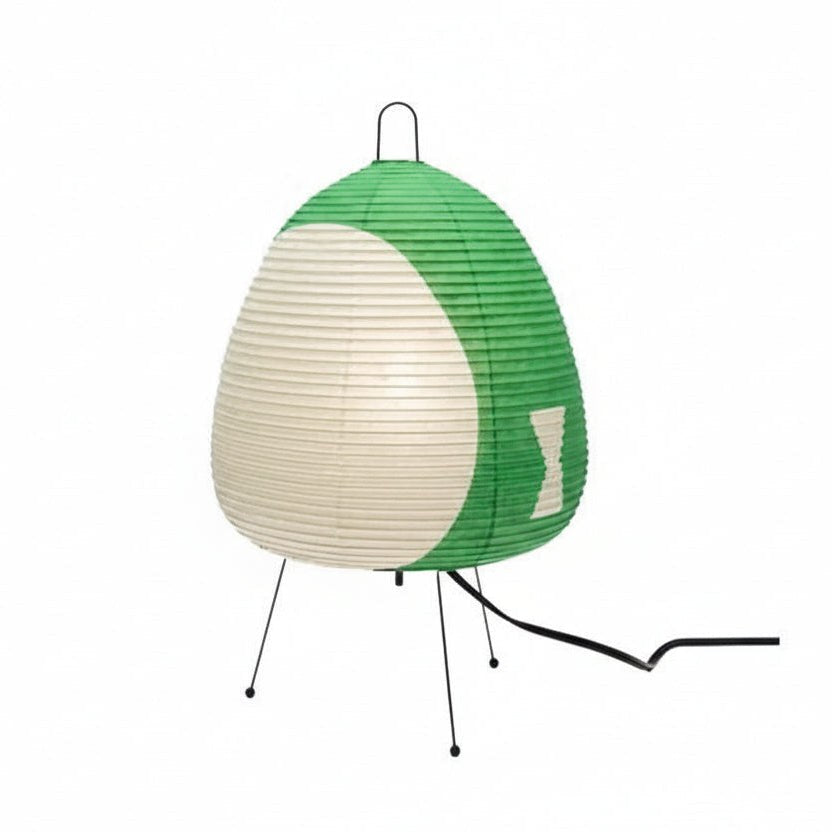 Japanese Rice Paper Table Lamp in Green Accent