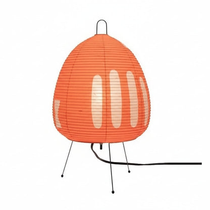Japanese Rice Paper Table Lamp in Orange Stripe