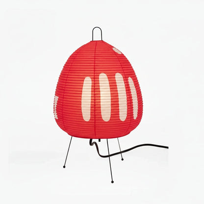 Japanese Rice Paper Table Lamp in Red Stripe