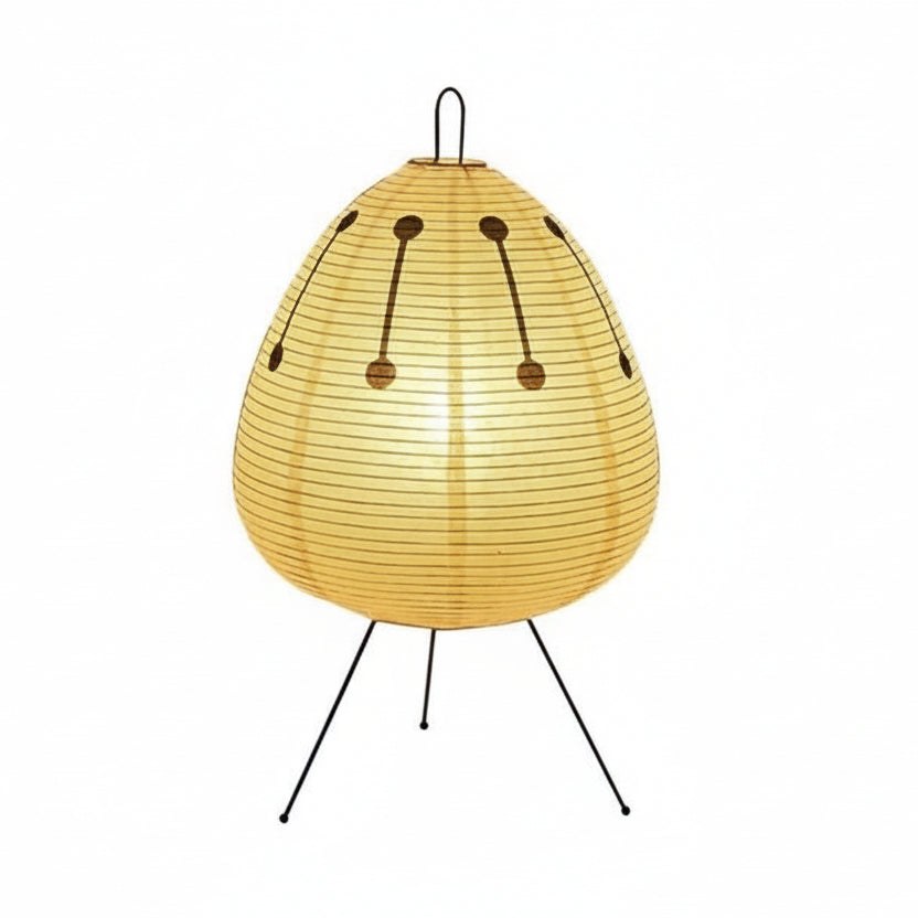Japanese Rice Paper Table Lamp in Yellow Dot