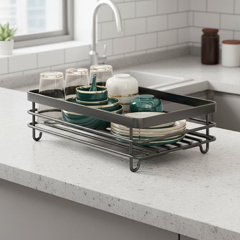 Kitchen Storage Dish Rack, Foldable Stainless Steel Rack photo 1