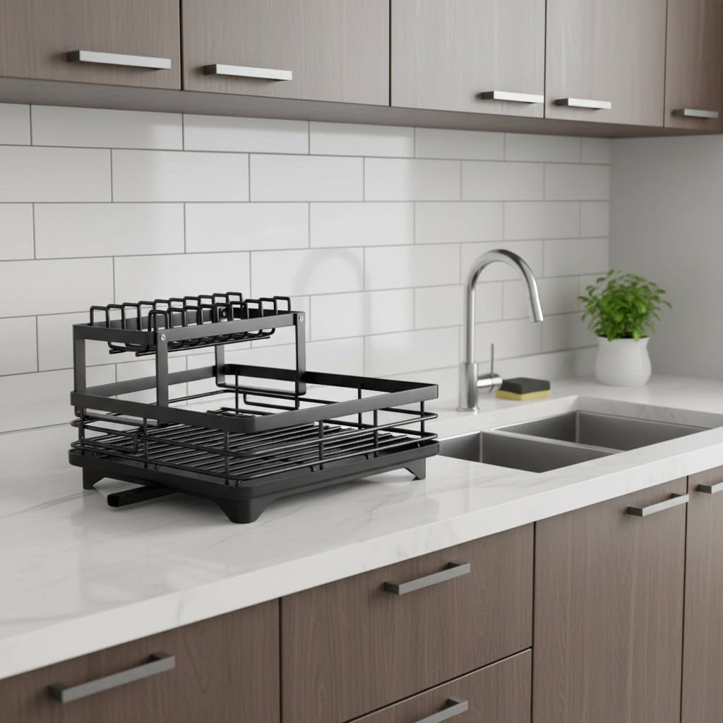 Kitchen Storage Dish Rack, Foldable Stainless Steel Rack photo 2