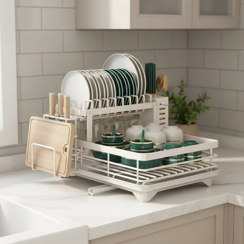 Kitchen Storage Dish Rack, Foldable Stainless Steel Rack photo 4
