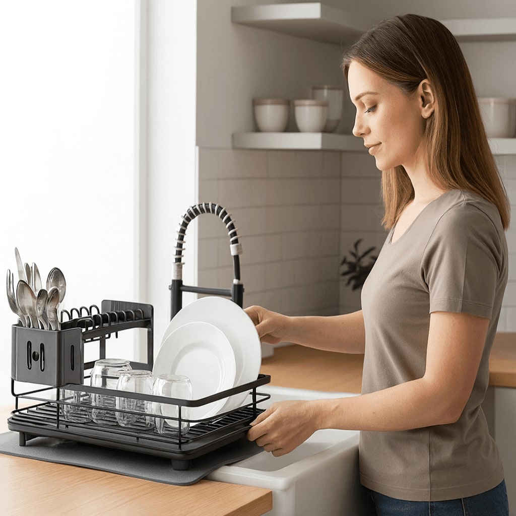 Kitchen Storage Dish Rack, Foldable Stainless Steel Rack photo 5