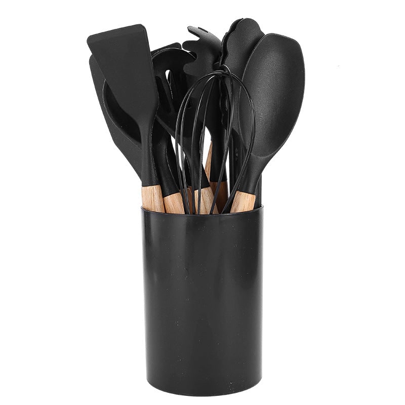 Kitchen Utensil Set, 12 Piece Silicone and Bamboo Tools 1